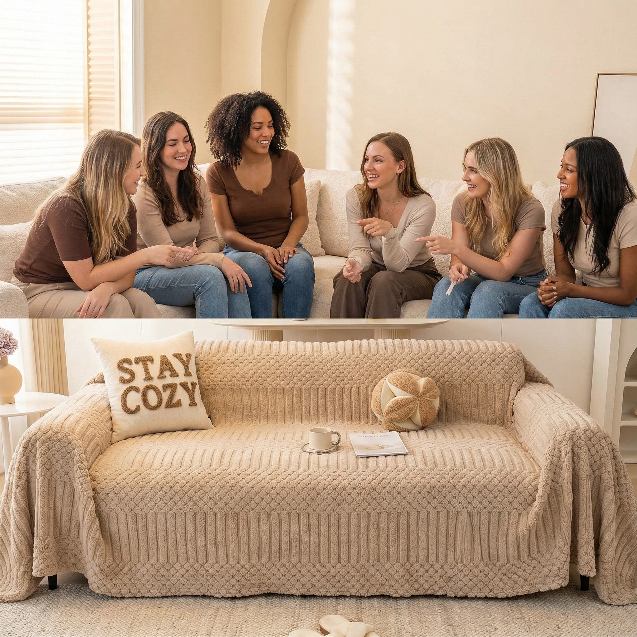 Non Slip Casual Fuzzy Plush Sofa Couch Cover
