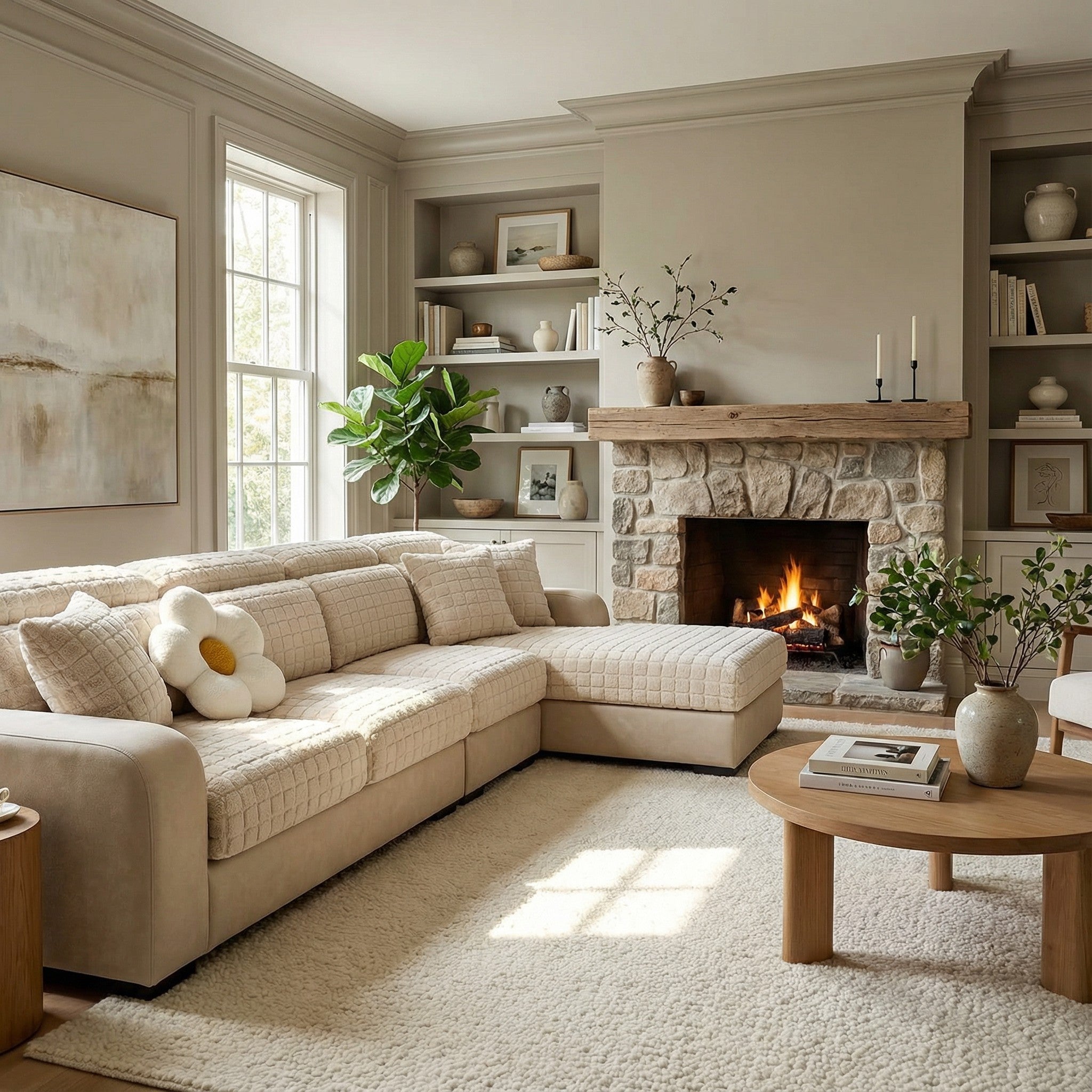 L Shaped Sectional Jacquard Fleece Cushion Sofa Couch Cover
