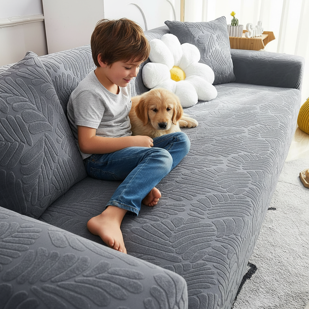 360 Velvet leaves Slipcover Sofa Couch Cover