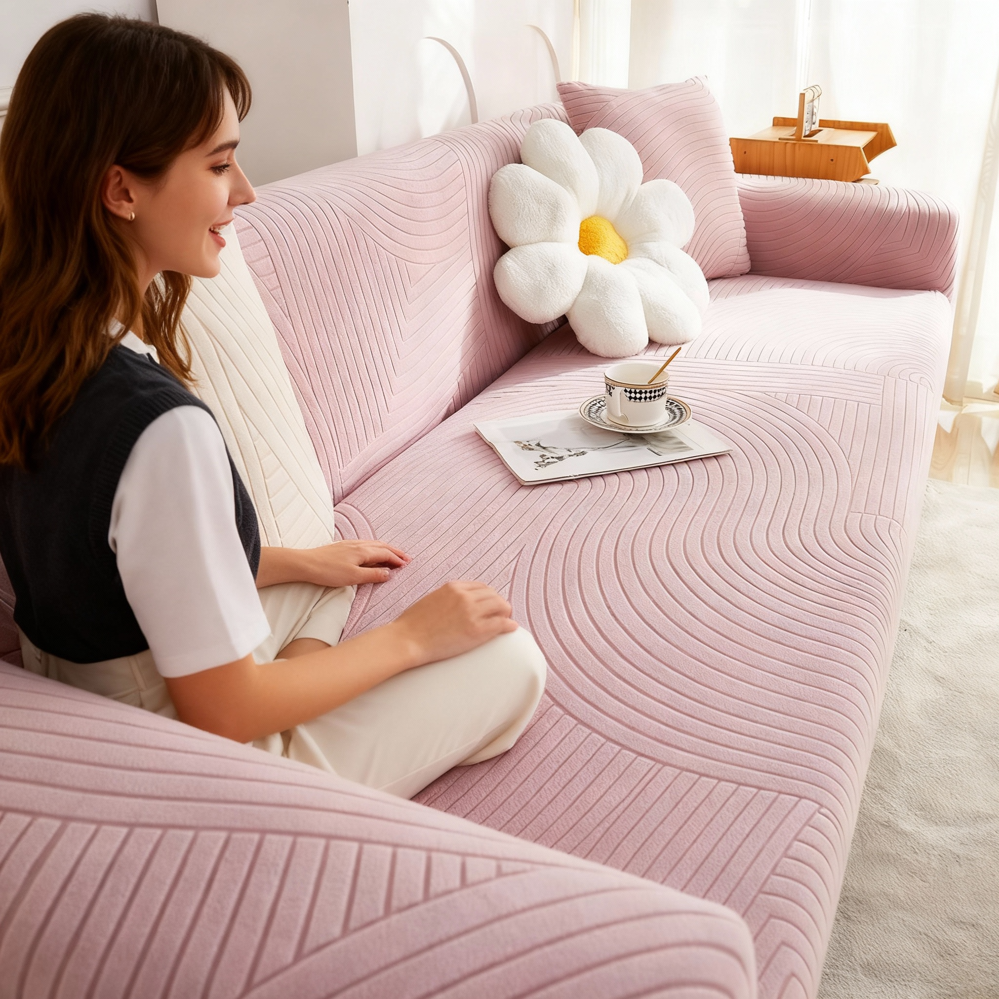 360 Geometric Jacquard Slipcover Sofa Couch Cover