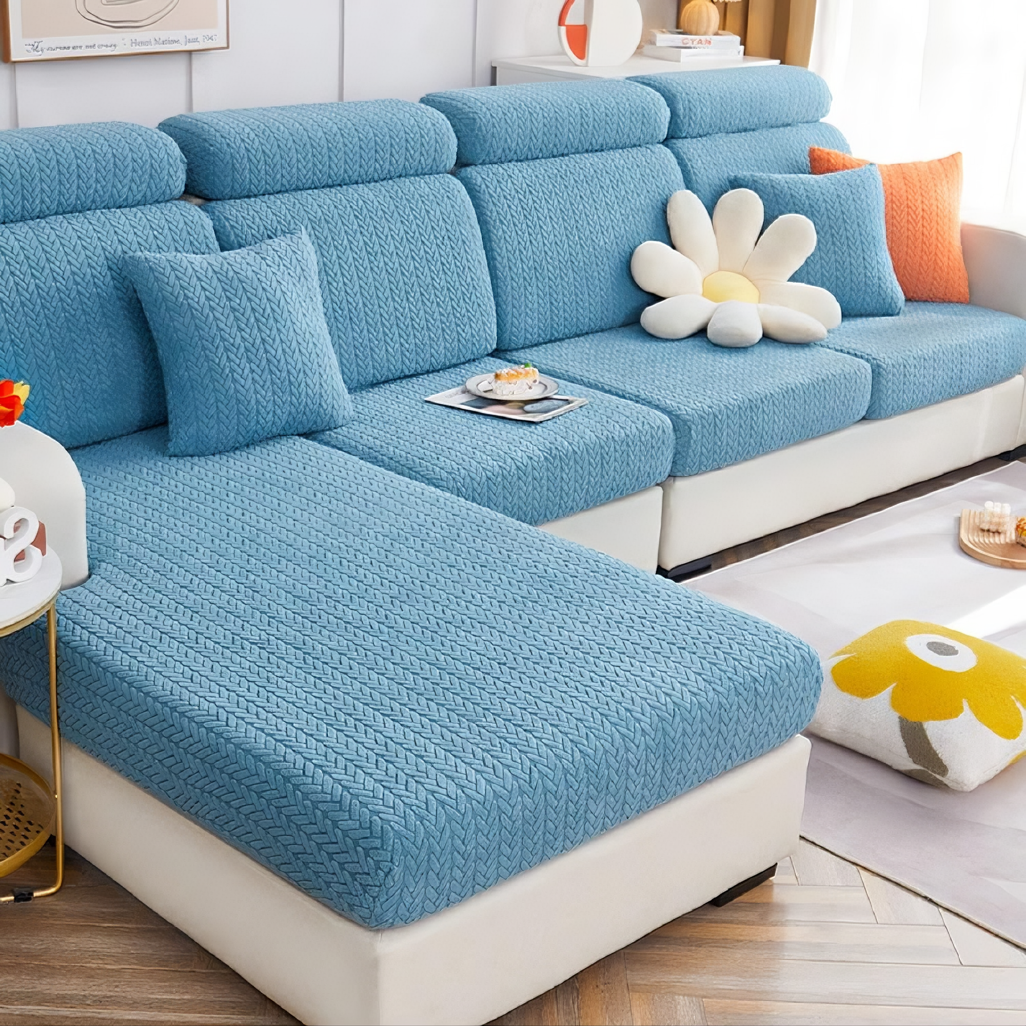 Anti-Slip L Shaped Jacquard Cushion Sofa Couch Cover
