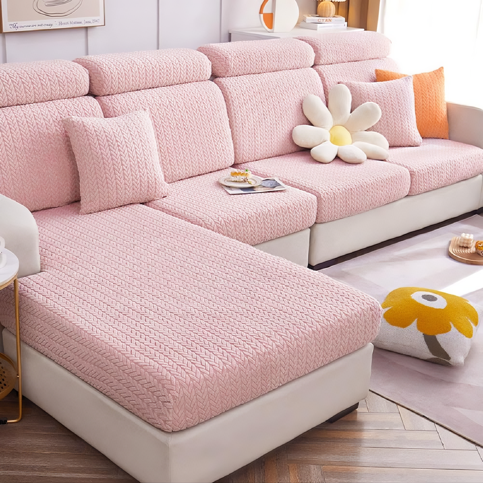 Anti-Slip L Shaped Jacquard Cushion Sofa Couch Cover
