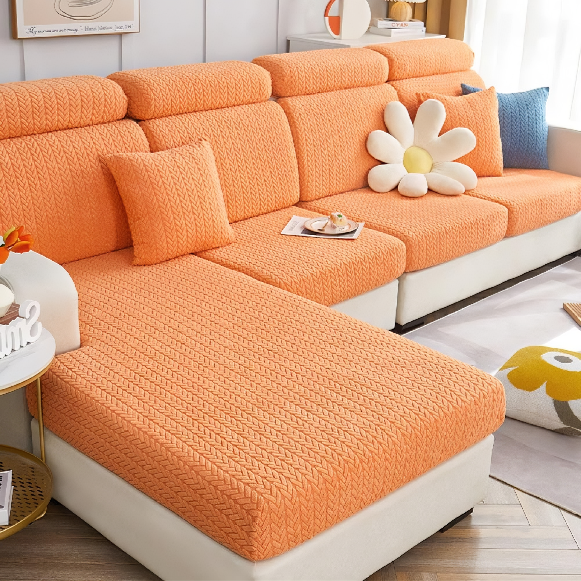 Anti-Slip L Shaped Jacquard Cushion Sofa Couch Cover