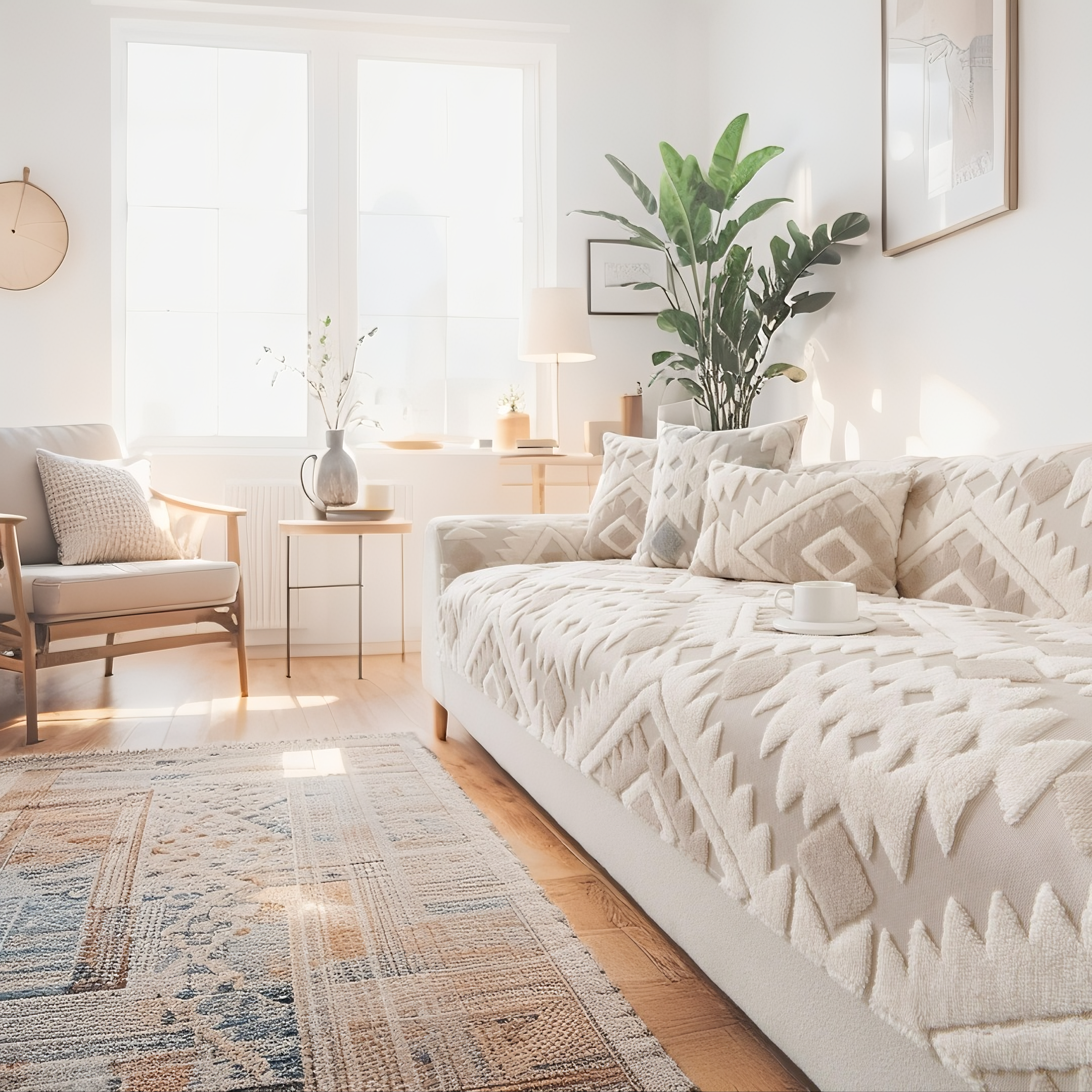 Non Slip Boho Cozy Fuzzy Couch Sofa Mat Cover