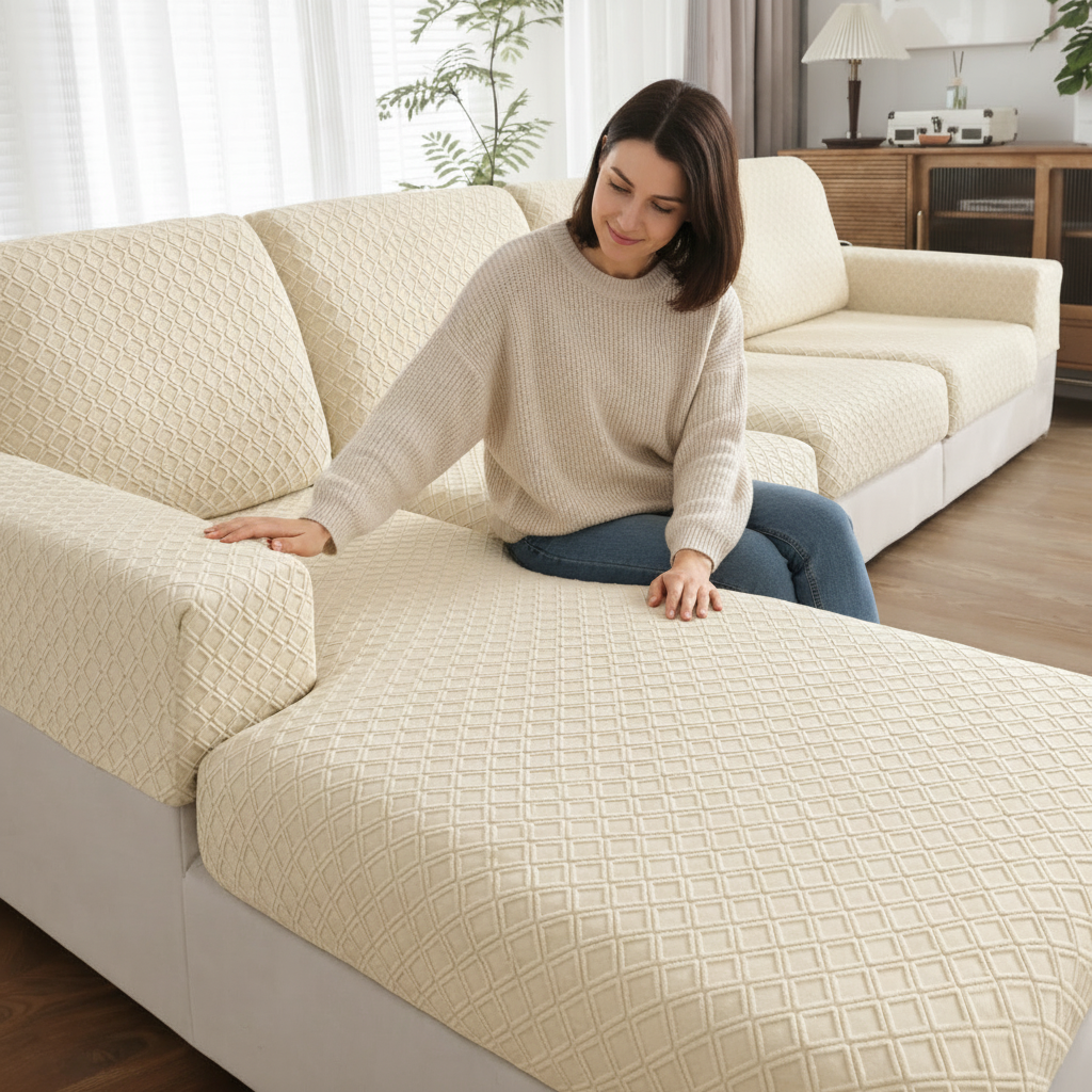 Anti Slip Cushion L Shaped Diamond Sectional Sofa Couch Cover