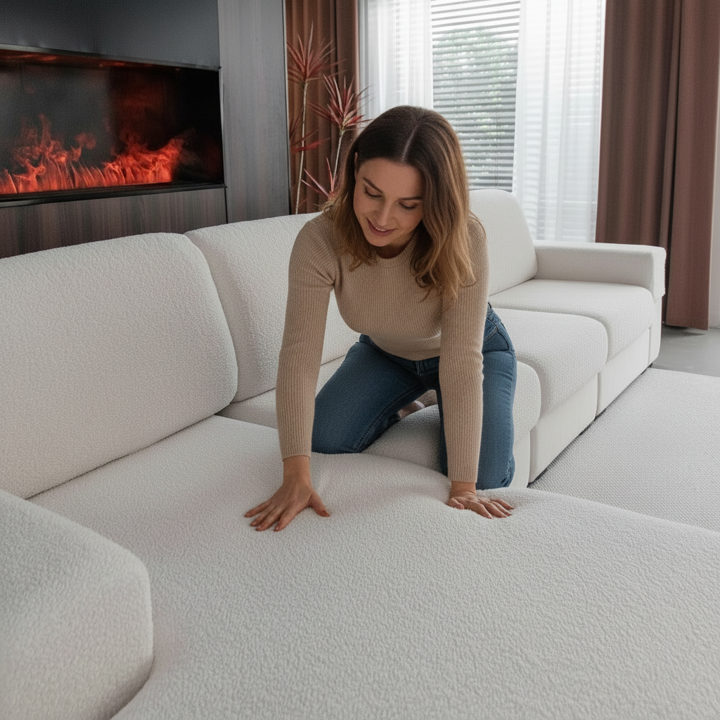 Anti Slip Polar Fleece Sectional L Shaped Cushion Sofa Couch Cover