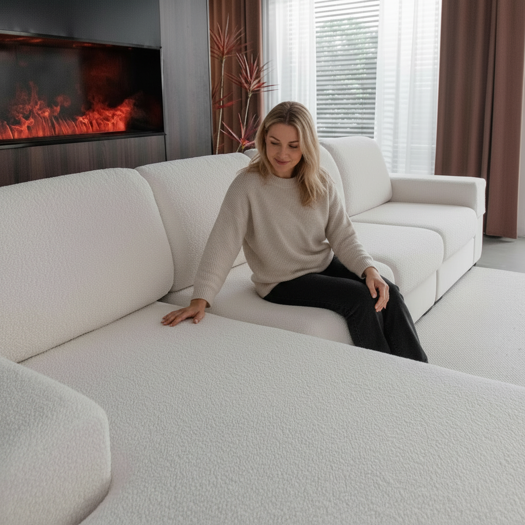 Anti Slip Polar Fleece Sectional L Shaped Cushion Sofa Couch Cover