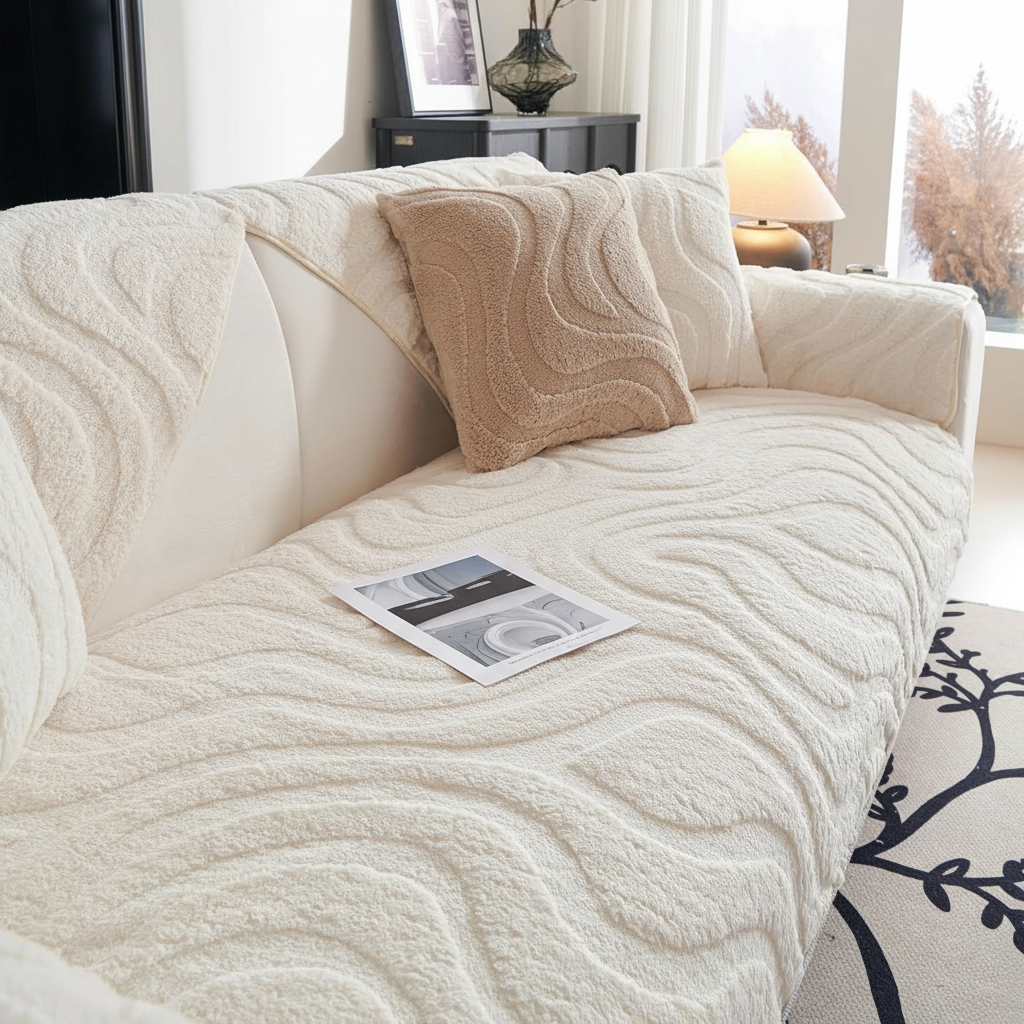 Non Slip Fuzzy Geometric Mat Couch Sofa Cover
