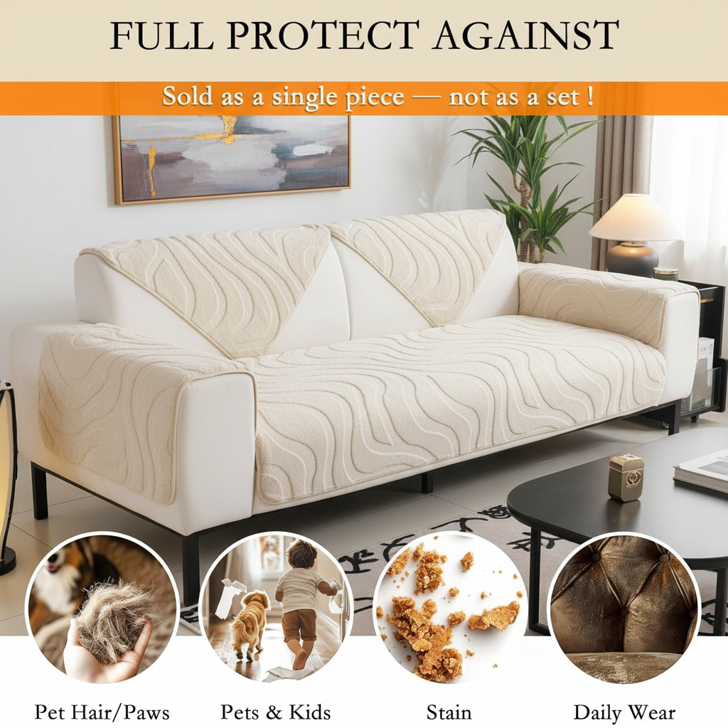 Non Slip Fuzzy Geometric Mat Couch Sofa Cover