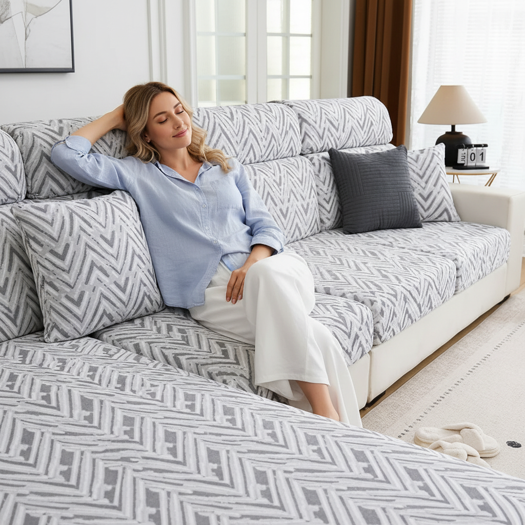 Anti-Slip Woven L Shaped Cushion Sofa Couch Cover