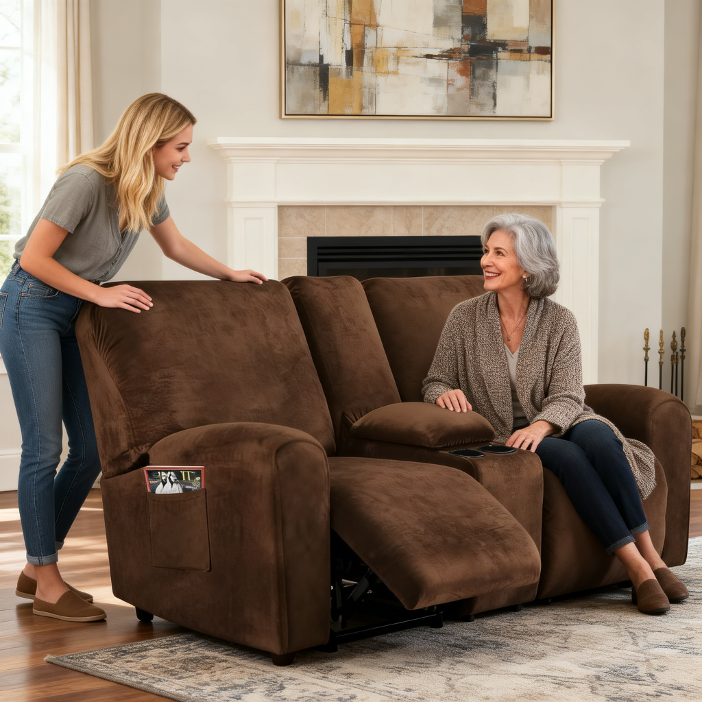 Velvet Love Seat Slipcover Recliner Cover