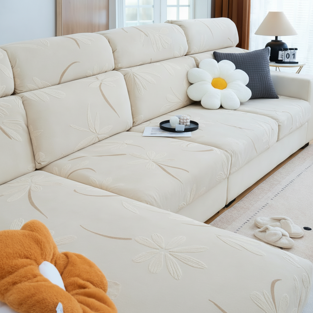 Anti-Slip Floral L Shaped Cushion Sofa Couch Cover