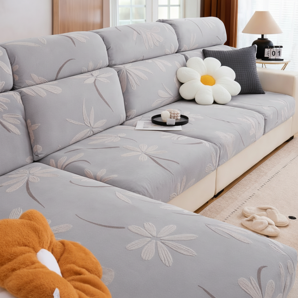 Anti-Slip Floral L Shaped Cushion Sofa Couch Cover