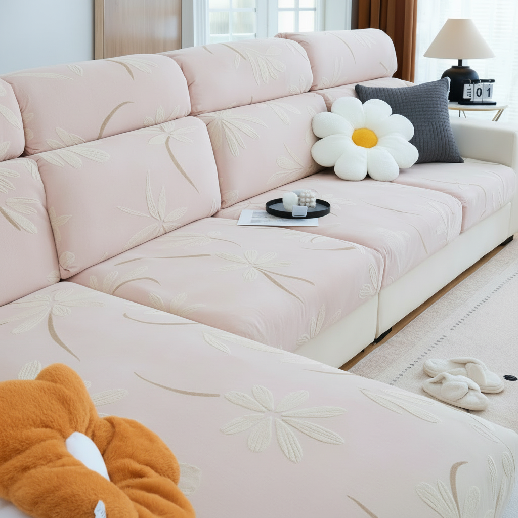 Anti-Slip Floral L Shaped Cushion Sofa Couch Cover