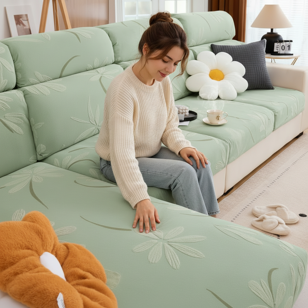 Anti-Slip Floral L Shaped Cushion Sofa Couch Cover