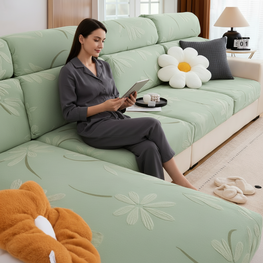 Anti-Slip Floral L Shaped Cushion Sofa Couch Cover