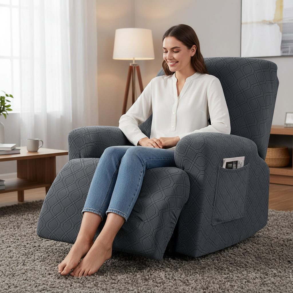Jacquard Geometric Recliner Slipcover Lazy Boy Chair Cover