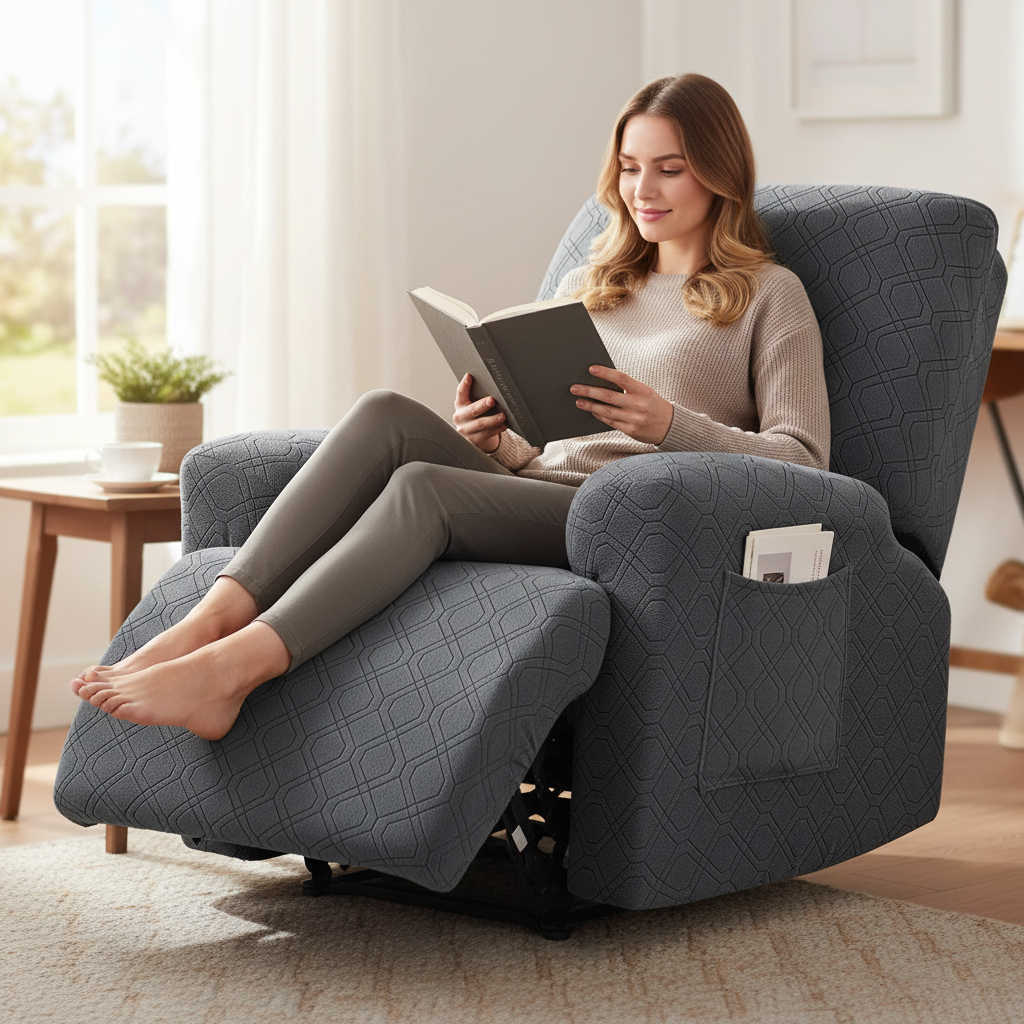 Jacquard Geometric Recliner Slipcover Lazy Boy Chair Cover