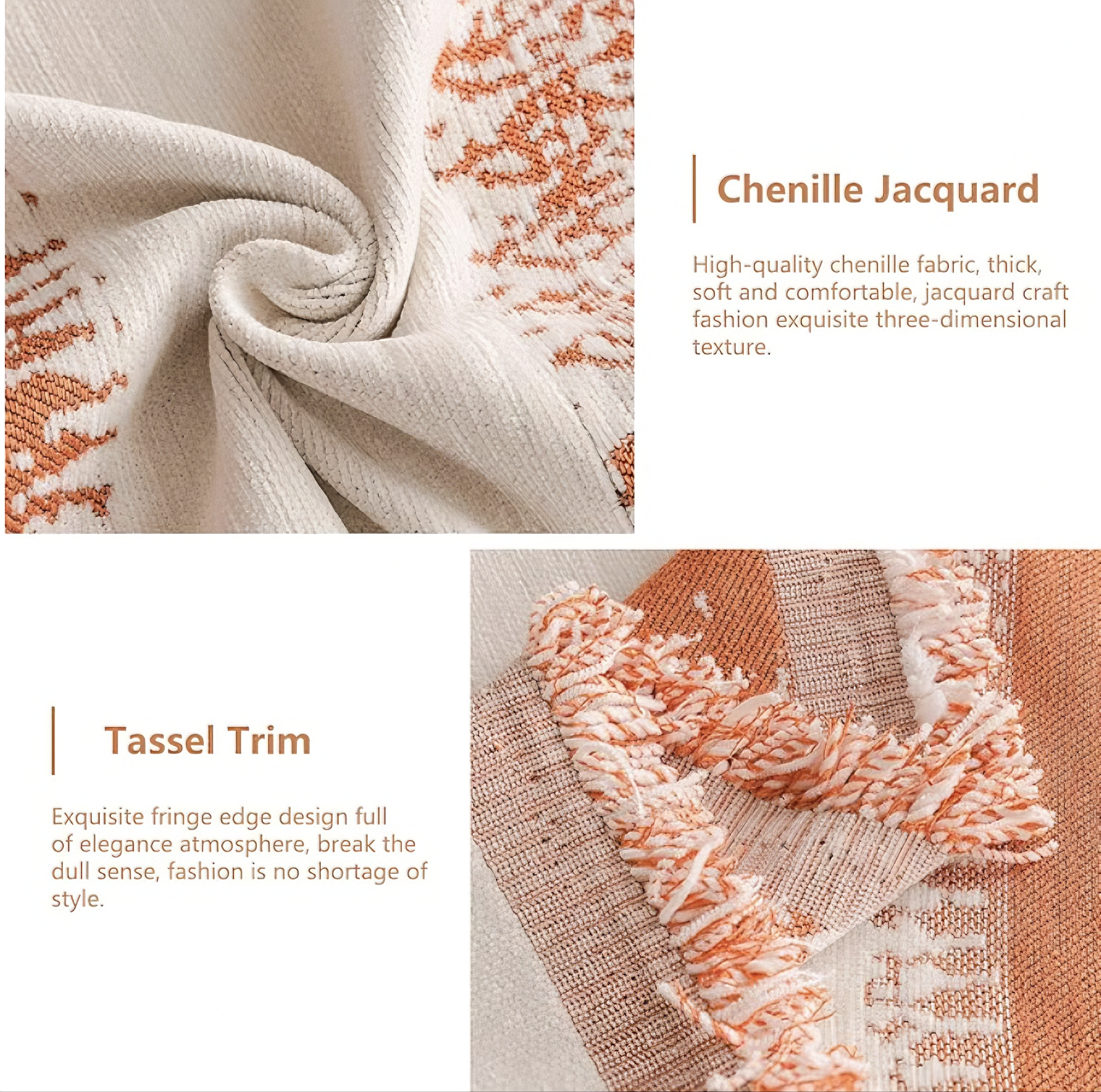 Non Slip Chenille Striped Tassels Sofa Couch Cover