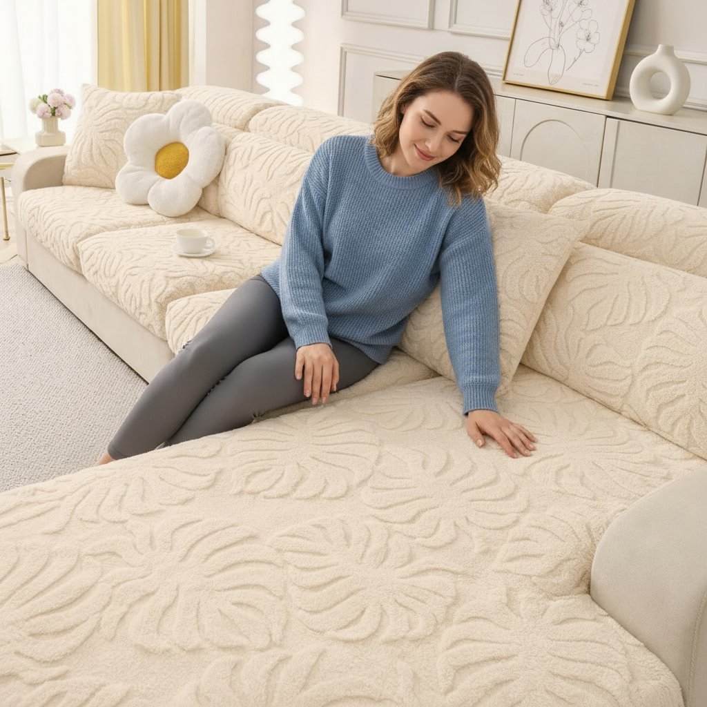 L Shaped Sectional Floral Plush Cushion Sofa Couch Cover