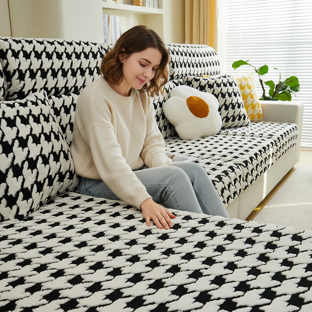L Shaped classic Sectional Plush Cushion Sofa Couch Cover