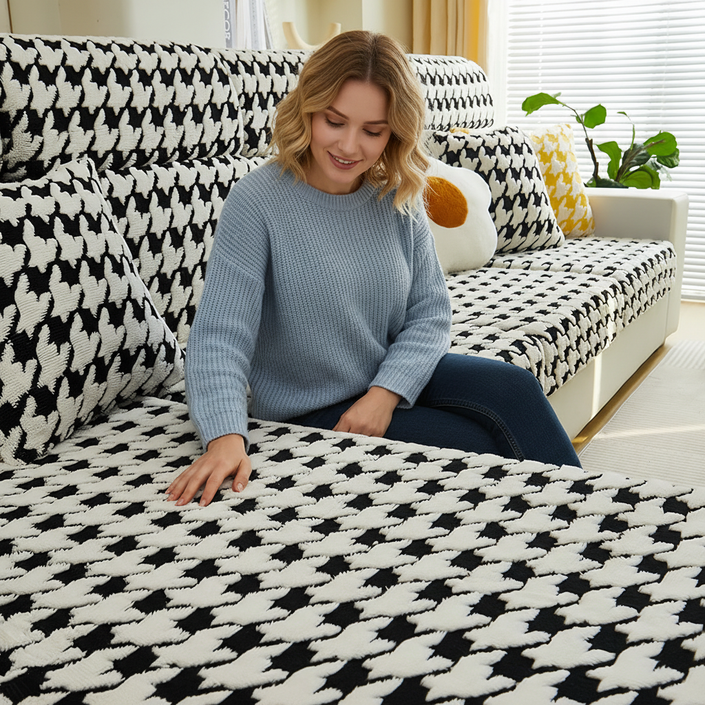 L Shaped classic Sectional Plush Cushion Sofa Couch Cover