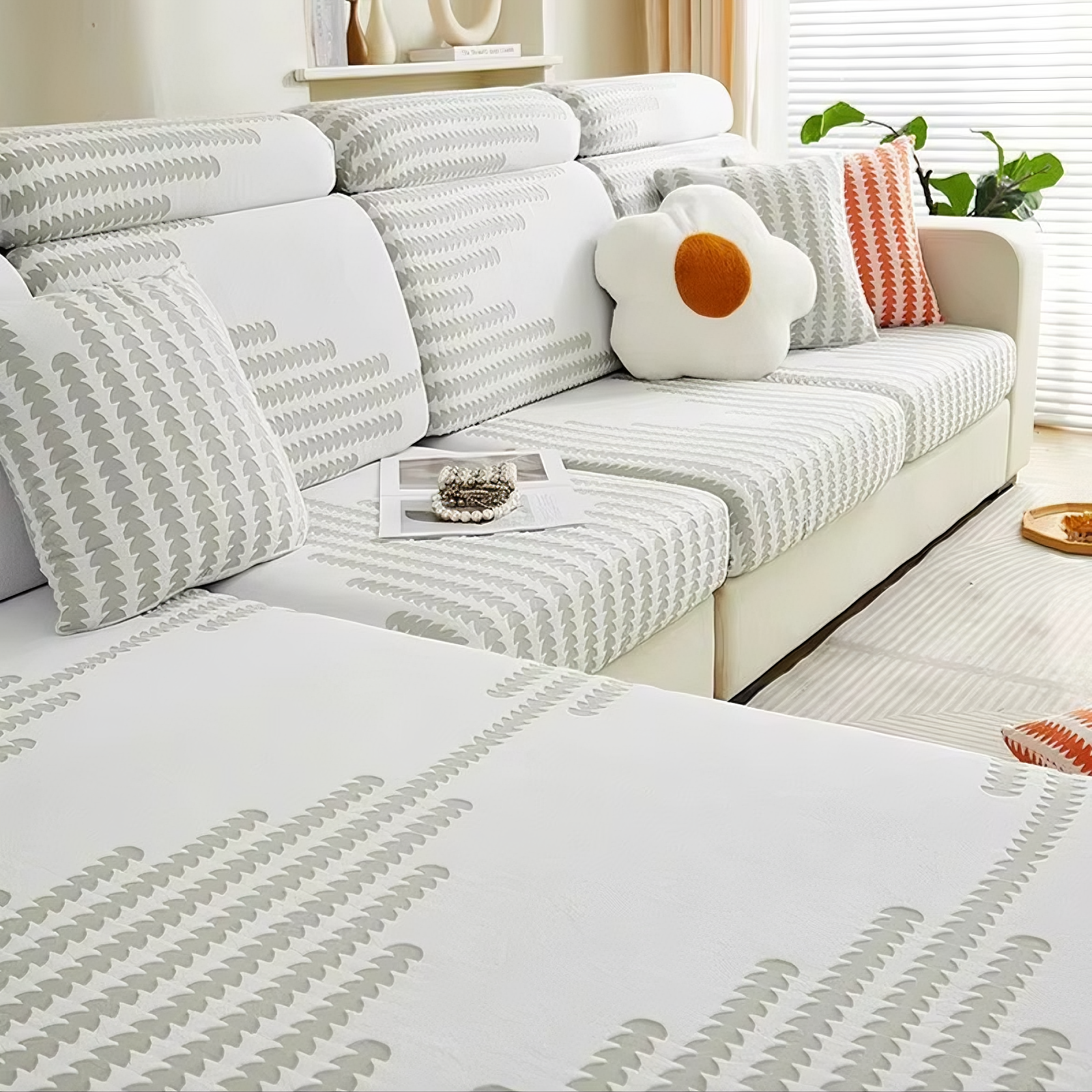 Anti-Slip L Shaped Geometric Cushion Sofa Couch Cover