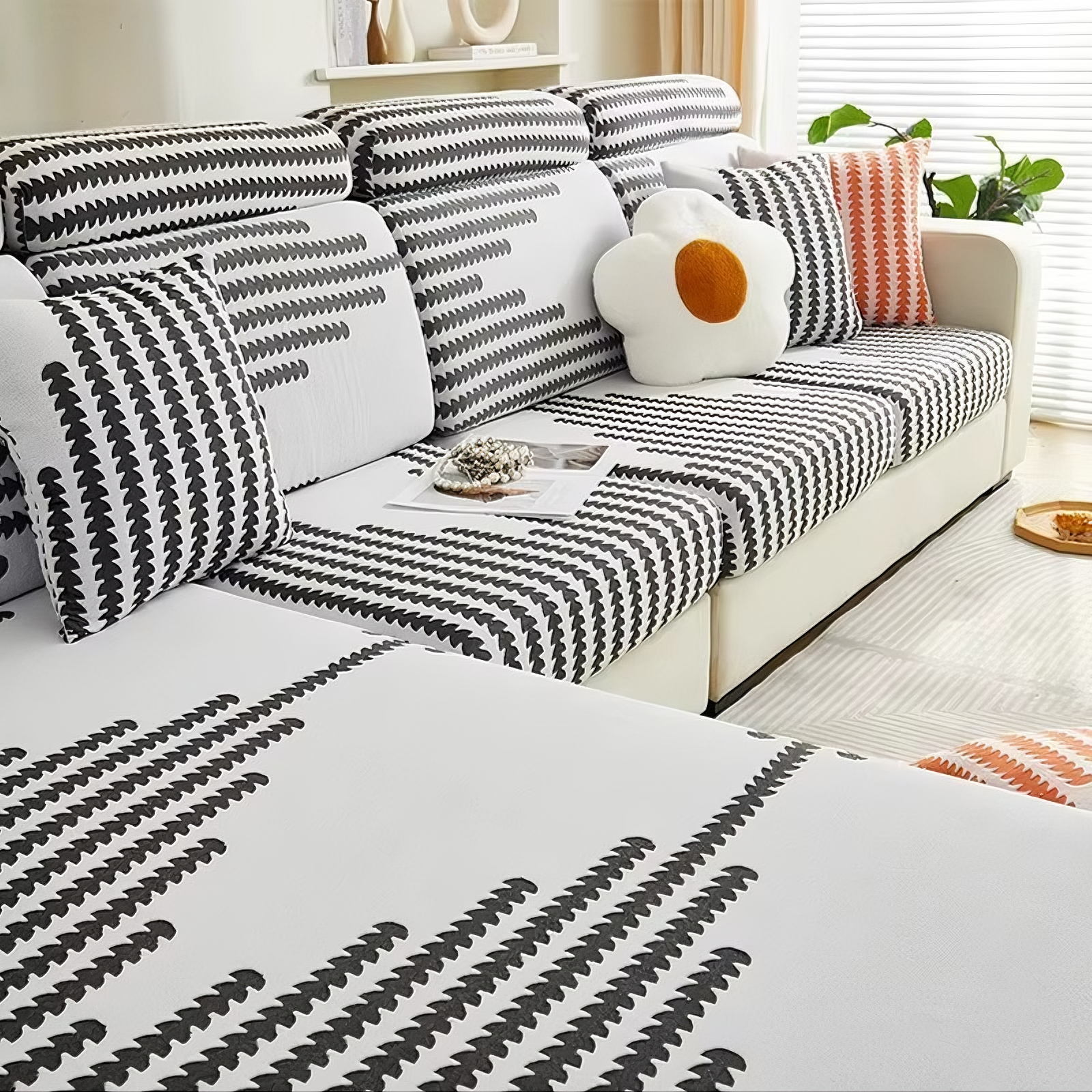 Anti-Slip L Shaped Geometric Cushion Sofa Couch Cover