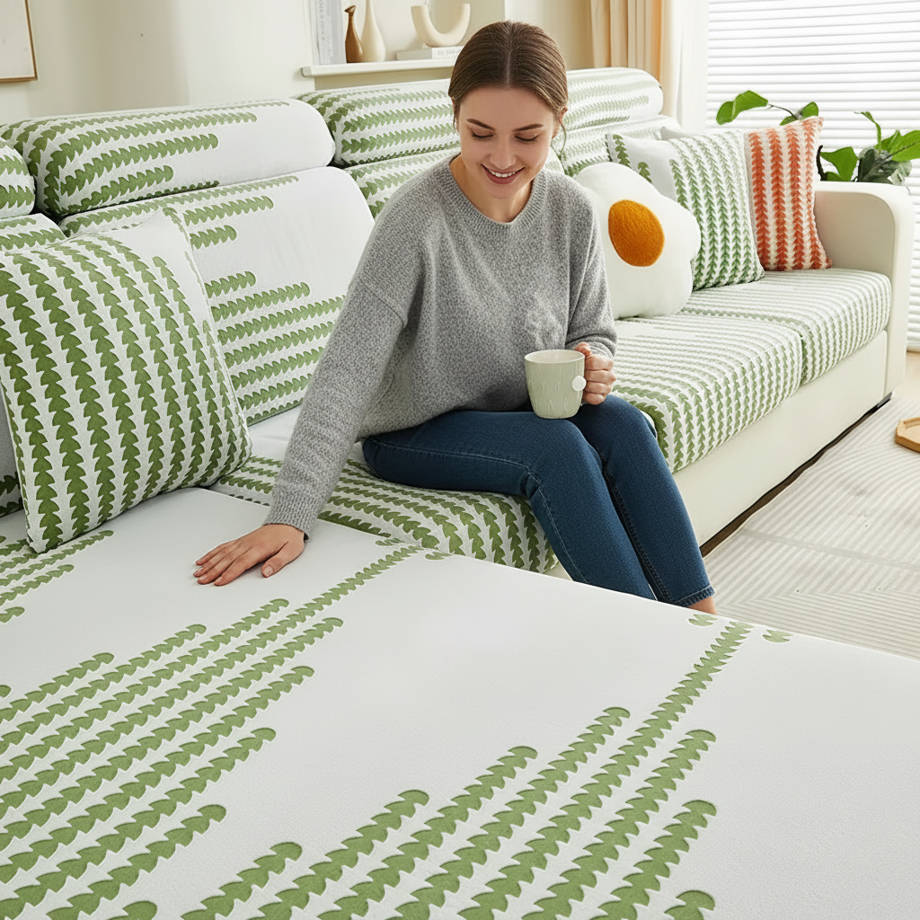Anti-Slip L Shaped Geometric Cushion Sofa Couch Cover