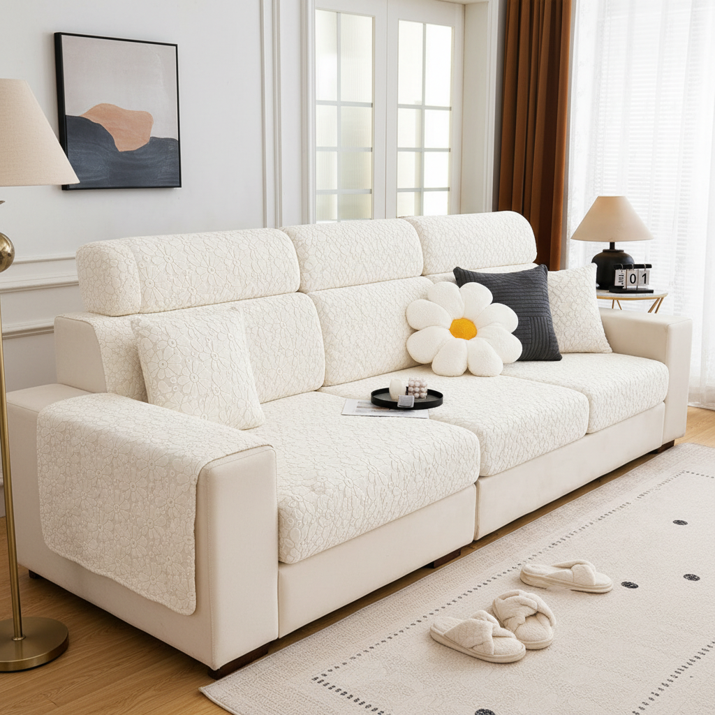 Sectional L Shaped Cushion Slipcover Sofa Couch