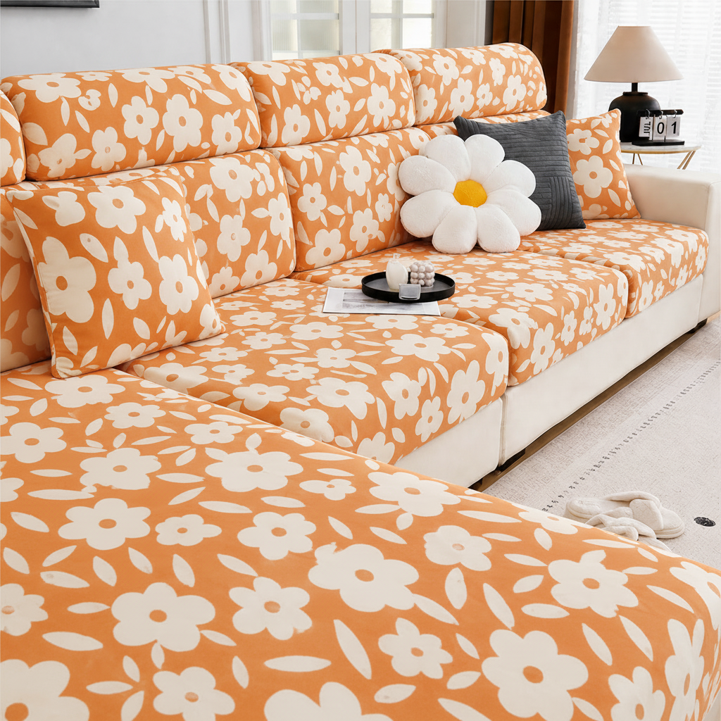Anti Slip Floral L Shaped Sectional Cushion Sofa Couch Cover