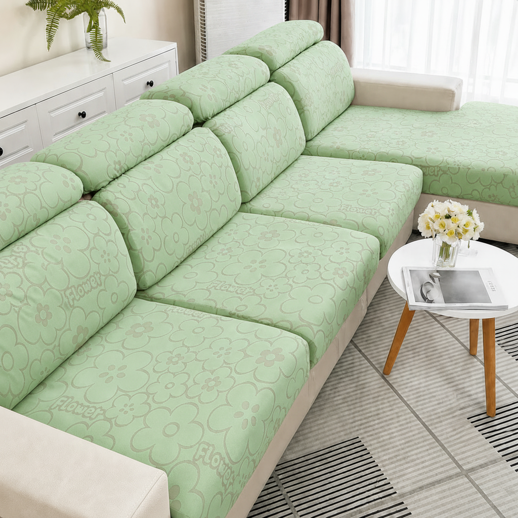Anti Slip Floral L Shaped Sectional Cushion Sofa Couch Cover