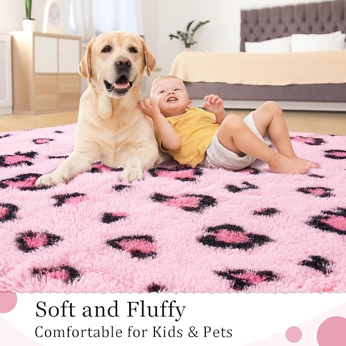 Leopard Shag Area Rug Fluffy Carpet