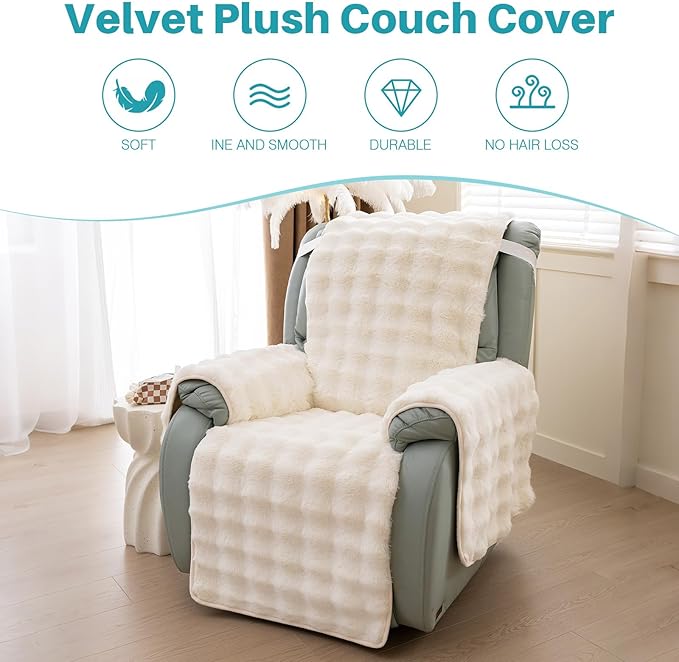 Non-Slip Plush Rabbit Slipcover Lazy Boy Chair Recliner Cover