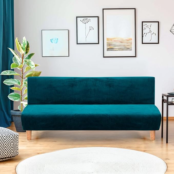 Armless Velvet Couch Sofa Slipcover