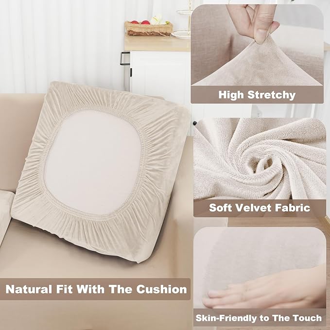 L Shaped Velvet Cushion Slipcover Sofa Couch Cover