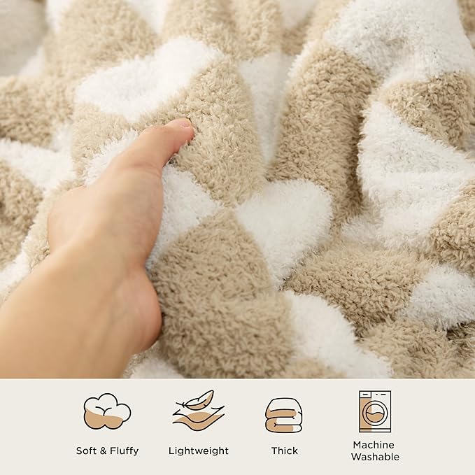 Checkered Fluffy Throw Blanket