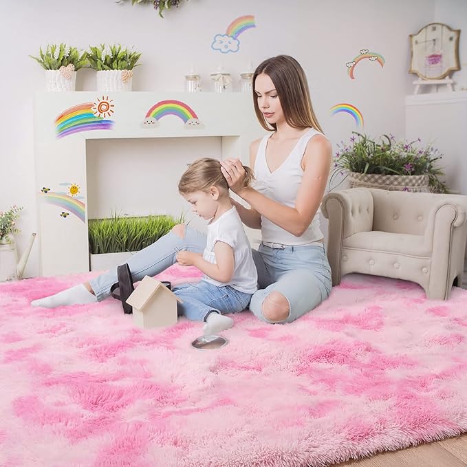 Shag Area Rug Fluffy Tie-Dye Carpet