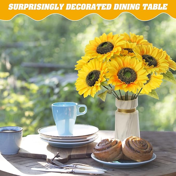 Faux Artificial Stem Silk Sunflower Flower
