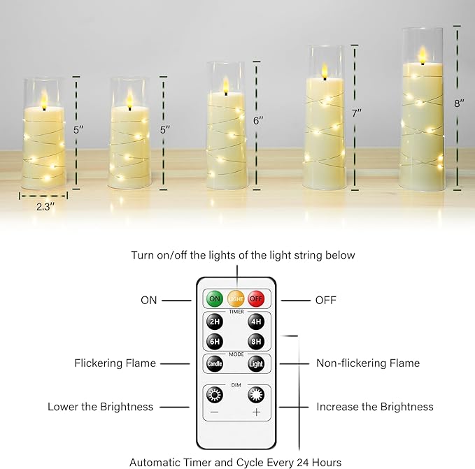 Magic Clear Glass Flameless LED Pillar Candle