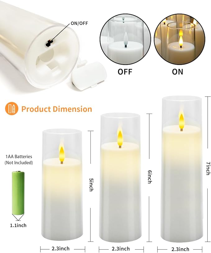 Magic Clear Glass Flameless LED Pillar Candle