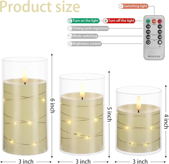 Magic Clear Glass Flameless LED Pillar