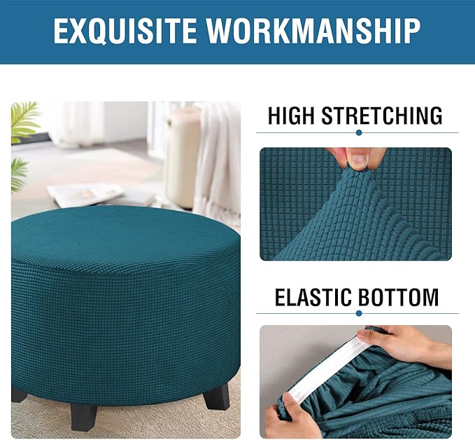 Round Slipcovers Jacquard Ottoman Cover