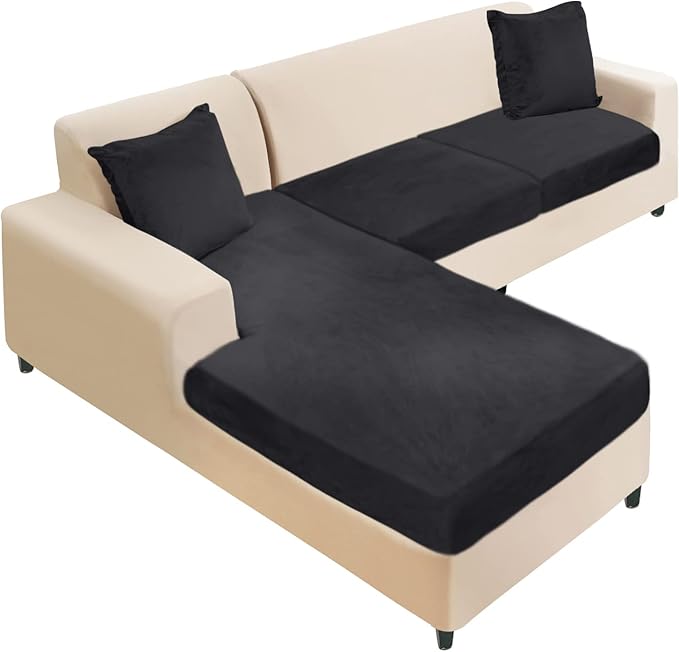 L Shaped Velvet Cushion Slipcover Sofa Couch Cover