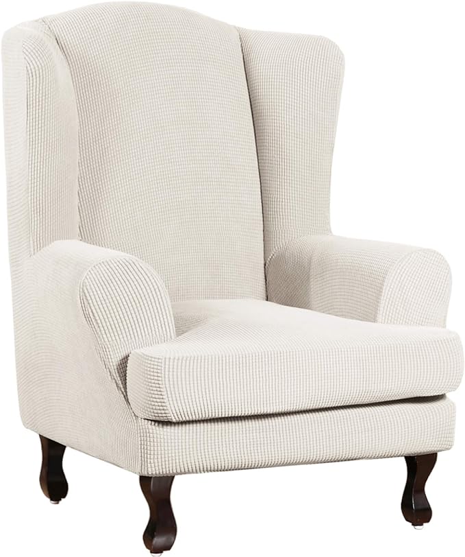 Jacquard Wing Chair Cover Seat Slipcover