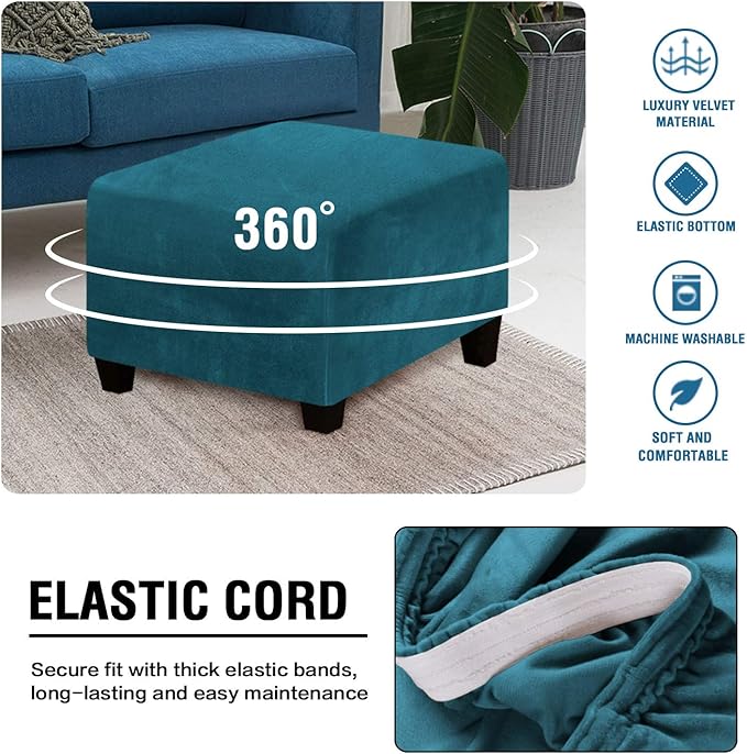 Square Slipcovers Velvet Ottoman Cover