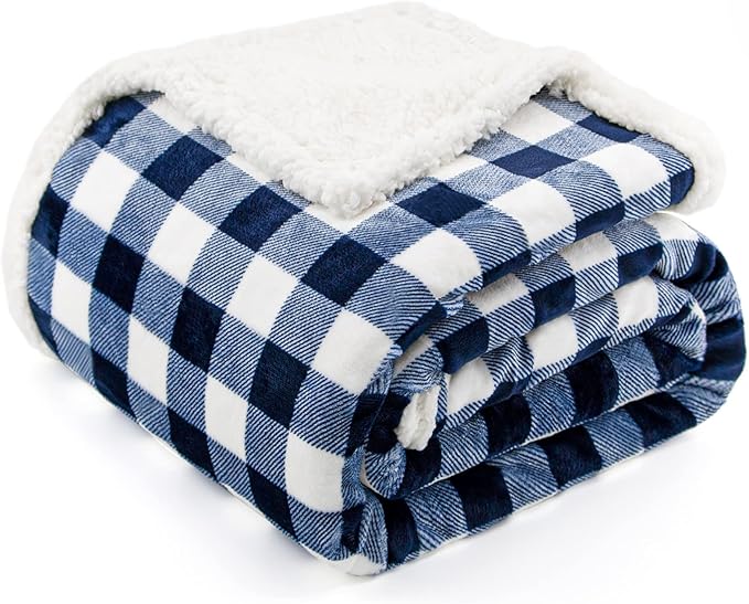 Plaid Sherpa Fuzzy Fleece Blanket