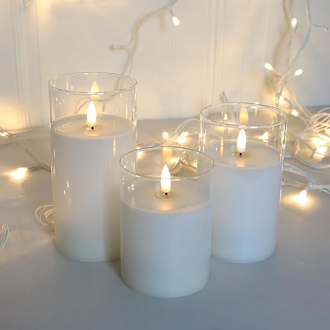 Magic Clear Glass Flameless LED Pillar Candle