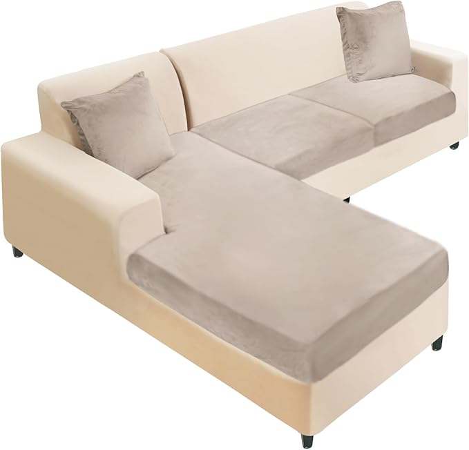 L Shaped Velvet Cushion Slipcover Sofa Couch Cover