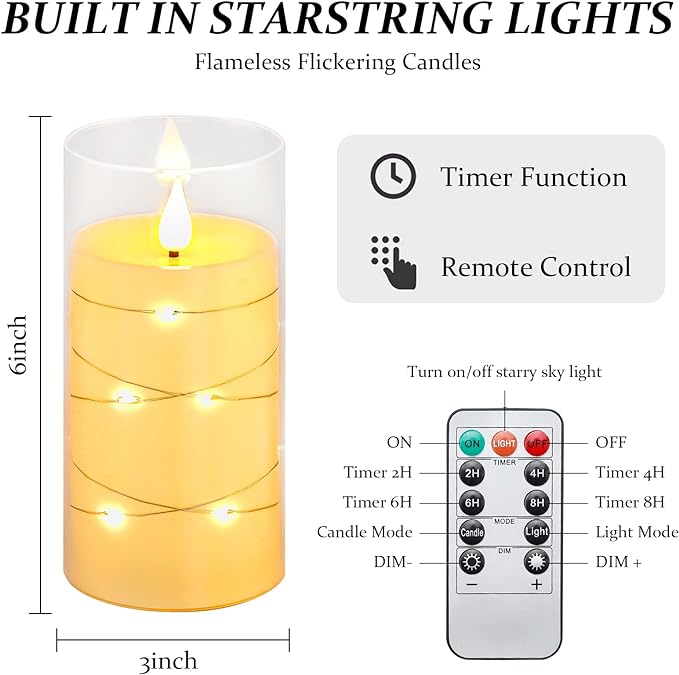 Magic Clear Glass Flameless LED Pillar Candle
